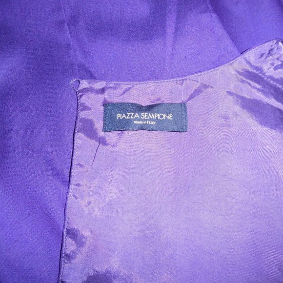 Piazza Sempione Purple Silk Pencil Sheath Work Career V-neck Dress 8 Medium - Picture 7 of 8
